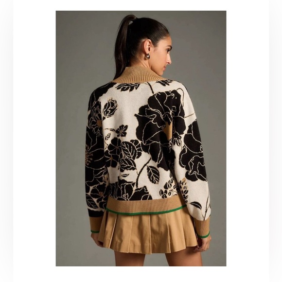 Maeve for Anthropologie Montana quarter zip jacquard sweater size L - Picture 2 of 8